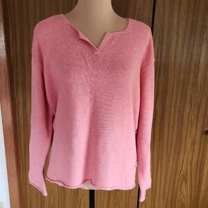 Christopher & Banks Soft Coral Heather V-Neck Sweater
